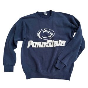 Vintage 90s Penn State Pullover Navy Crewneck Sweatshirt / Nittany Lion Graphic